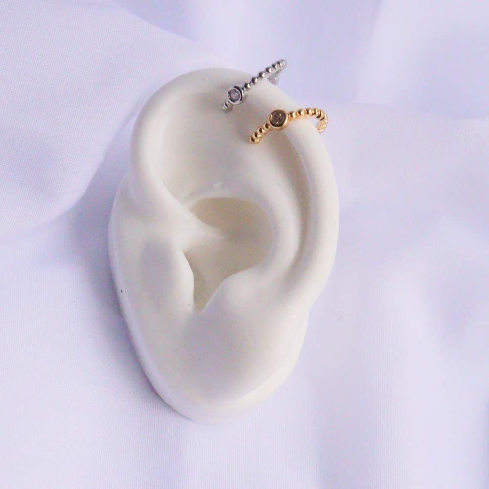 EARCUFF DELGADO PLATEADO Y DORADO COVERGOLD