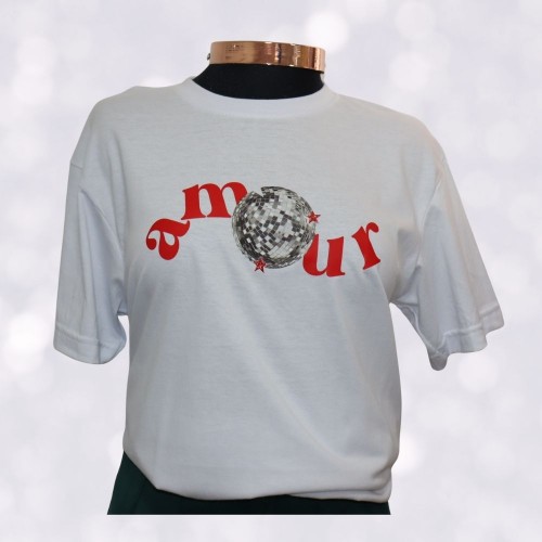 Camiseta oversized blanca estampada