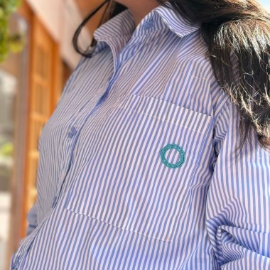 Camisa rayas azul celeste y blanco para mujer