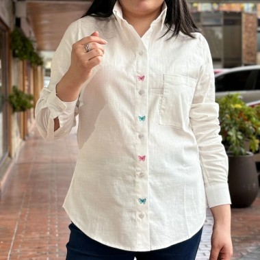 camisa oxford mujer en Lino