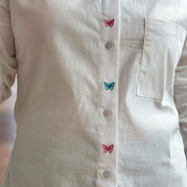 camisa blusa lino hueso mujer