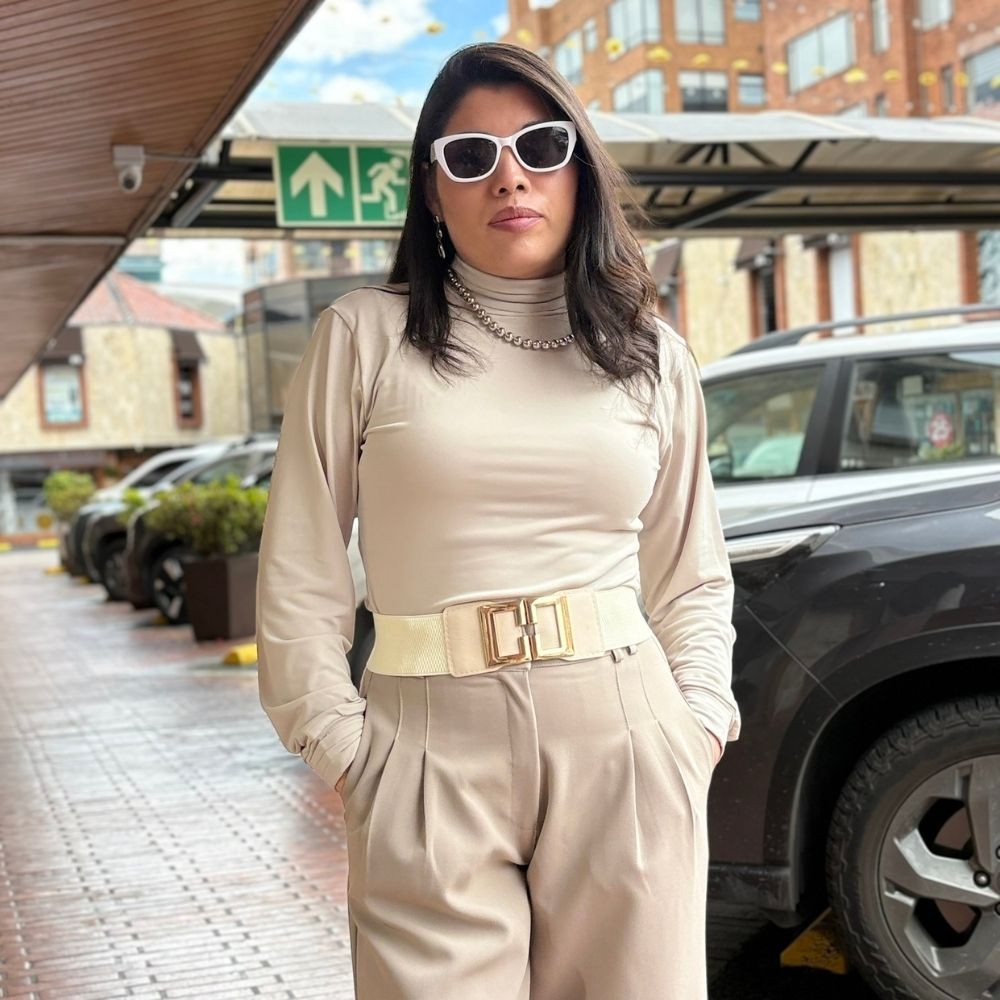 Camisa básica cuello cisne mujer