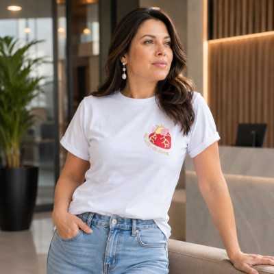 Camiseta con estamapado de corazon. Algodón 100%